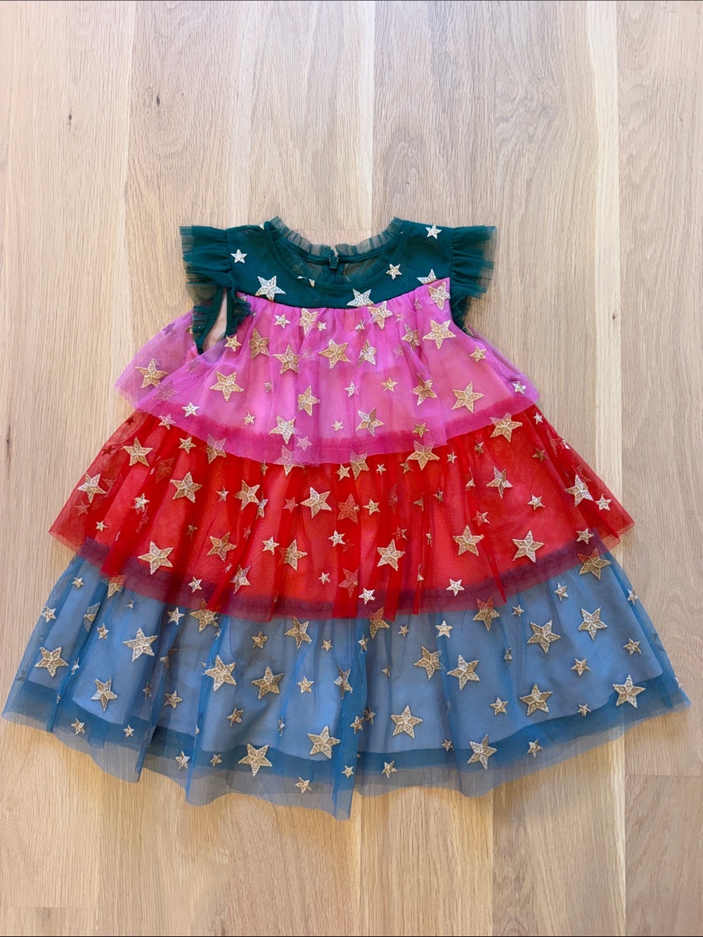 Boden Multi-Color Star Tulle Layered Dress Size 3-4Y Excellent Condition